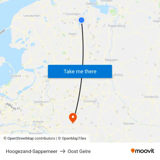 Hoogezand-Sappemeer to Oost Gelre map