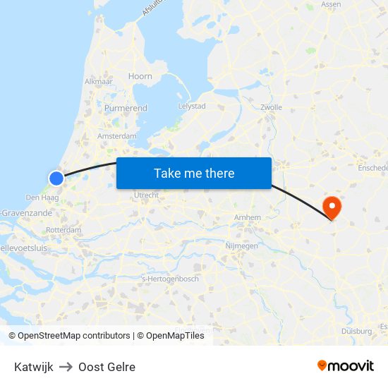 Katwijk to Oost Gelre map