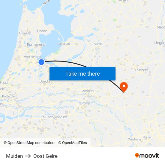 Muiden to Oost Gelre map