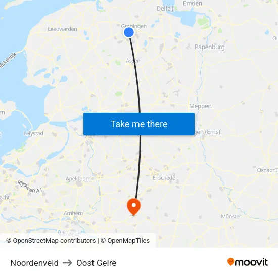 Noordenveld to Oost Gelre map