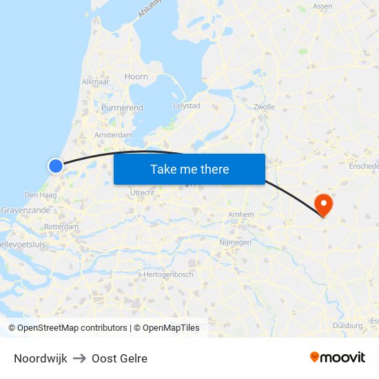 Noordwijk to Oost Gelre map