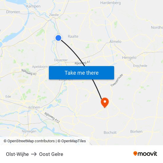 Olst-Wijhe to Oost Gelre map