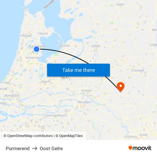 Purmerend to Oost Gelre map