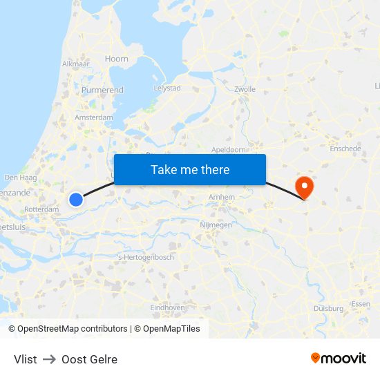 Vlist to Oost Gelre map