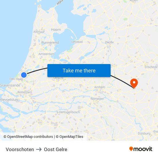 Voorschoten to Oost Gelre map