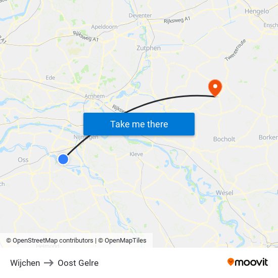 Wijchen to Oost Gelre map