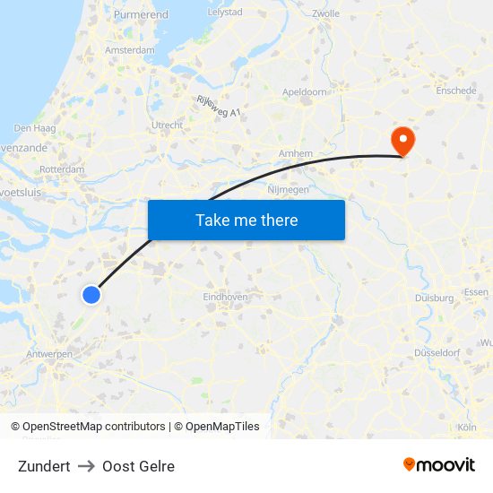 Zundert to Oost Gelre map