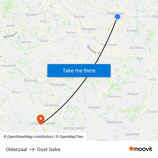 Oldenzaal to Oost Gelre map