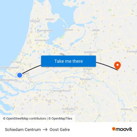 Schiedam Centrum to Oost Gelre map