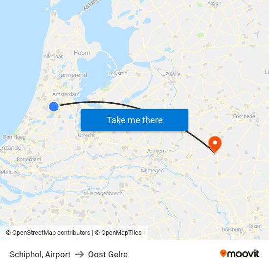 Schiphol, Airport to Oost Gelre map