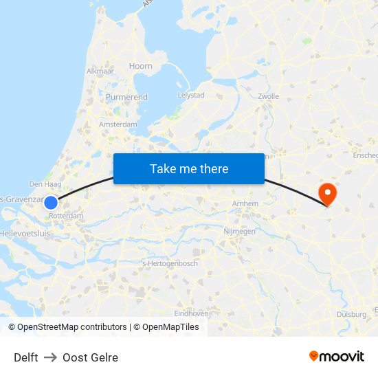 Delft to Oost Gelre map