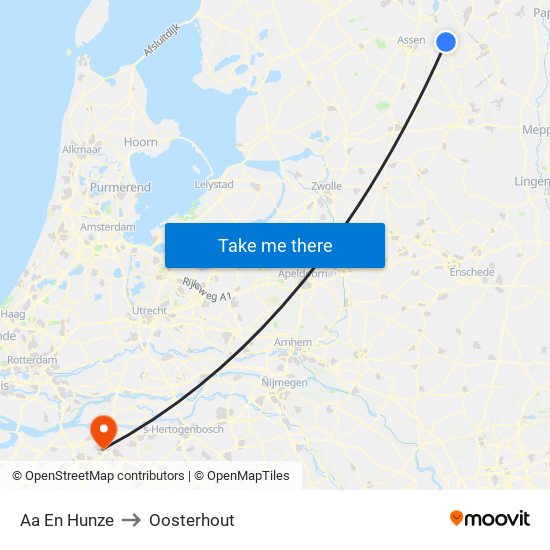 Aa En Hunze to Oosterhout map