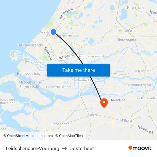 Leidschendam-Voorburg to Oosterhout map