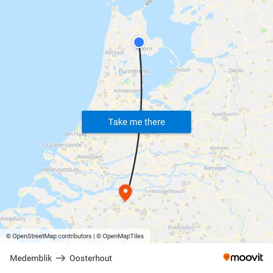 Medemblik to Oosterhout map