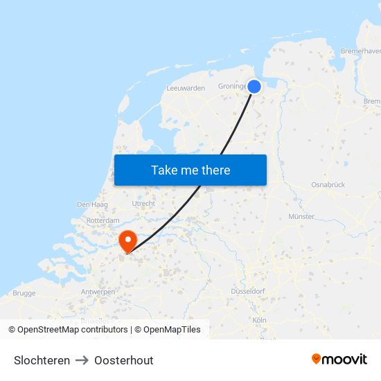 Slochteren to Oosterhout map