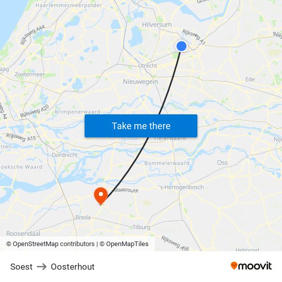 Soest to Oosterhout map