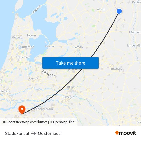 Stadskanaal to Oosterhout map