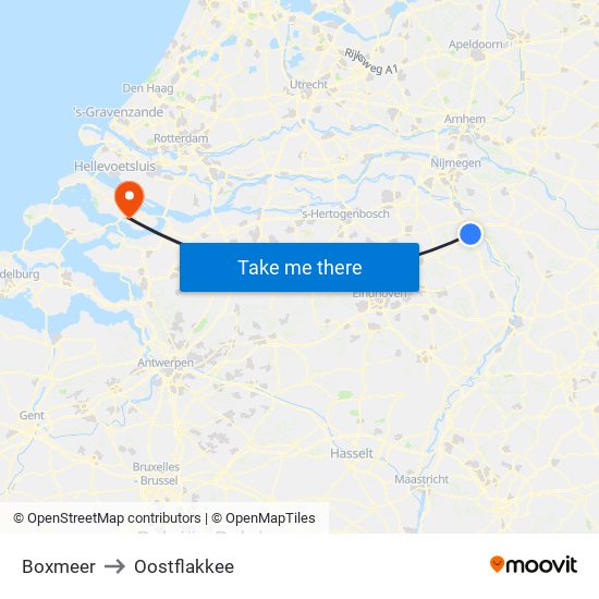 Boxmeer to Oostflakkee map