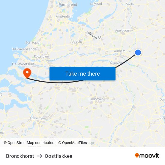 Bronckhorst to Oostflakkee map