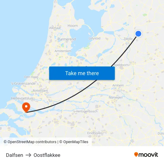 Dalfsen to Oostflakkee map