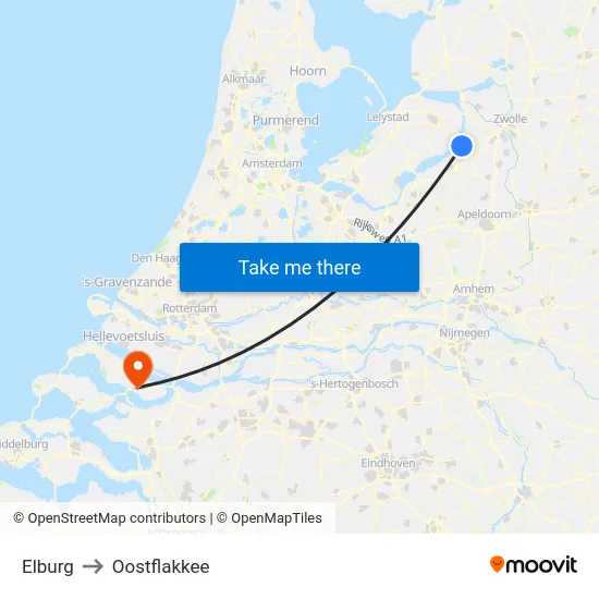 Elburg to Oostflakkee map