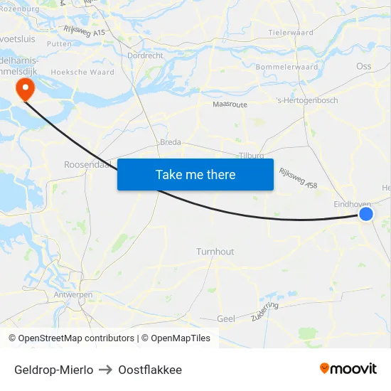 Geldrop-Mierlo to Oostflakkee map