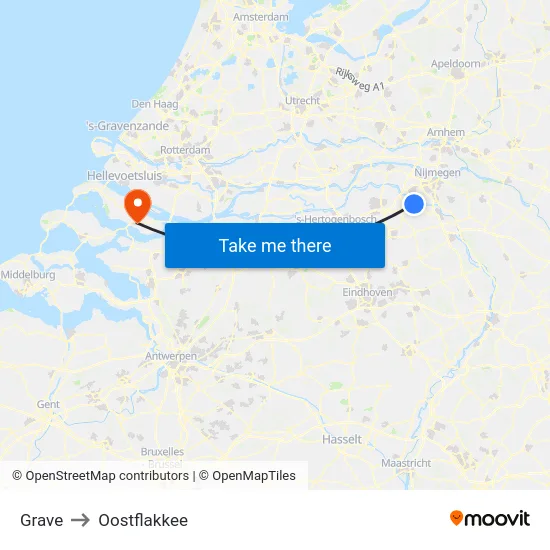 Grave to Oostflakkee map