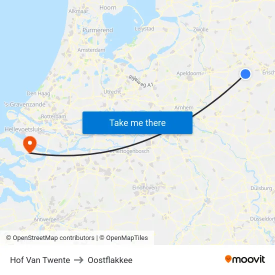 Hof Van Twente to Oostflakkee map