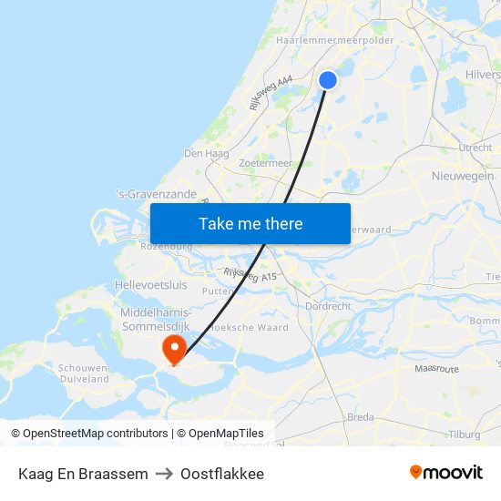 Kaag En Braassem to Oostflakkee map