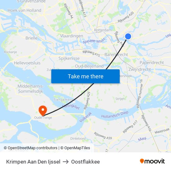 Krimpen Aan Den Ijssel to Oostflakkee map