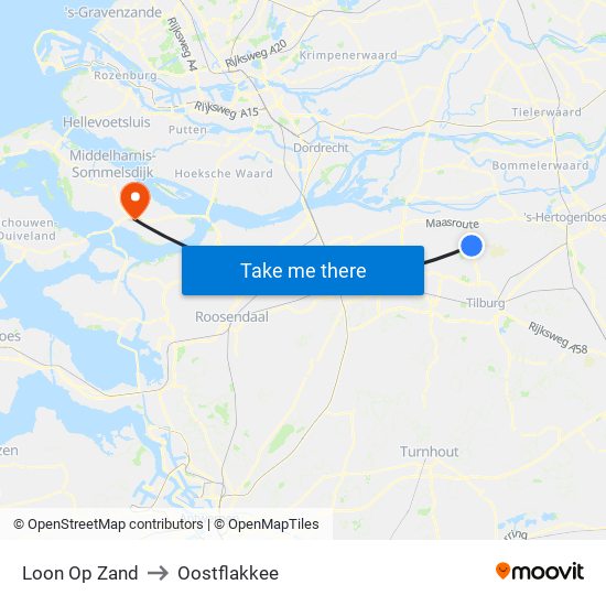 Loon Op Zand to Oostflakkee map