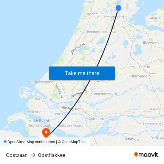 Oostzaan to Oostflakkee map