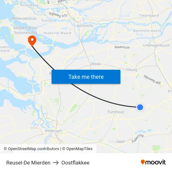 Reusel-De Mierden to Oostflakkee map
