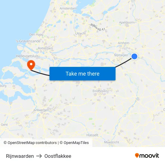 Rijnwaarden to Oostflakkee map