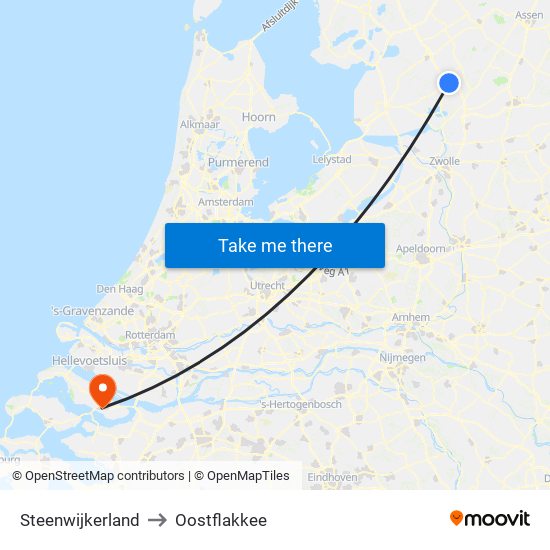 Steenwijkerland to Oostflakkee map