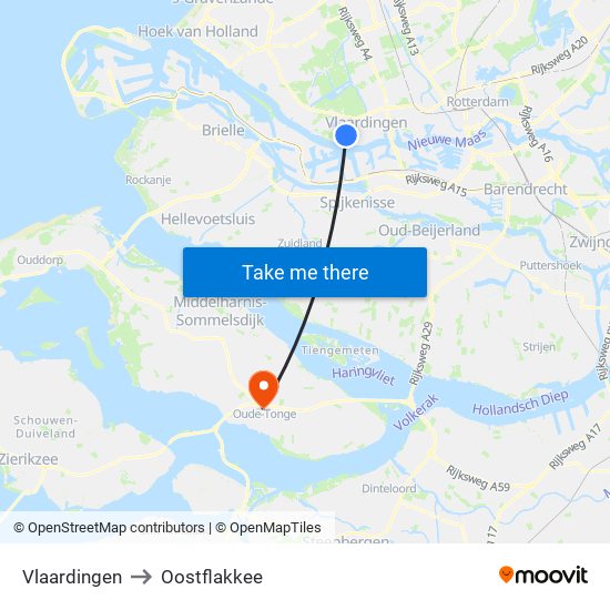 Vlaardingen to Oostflakkee map