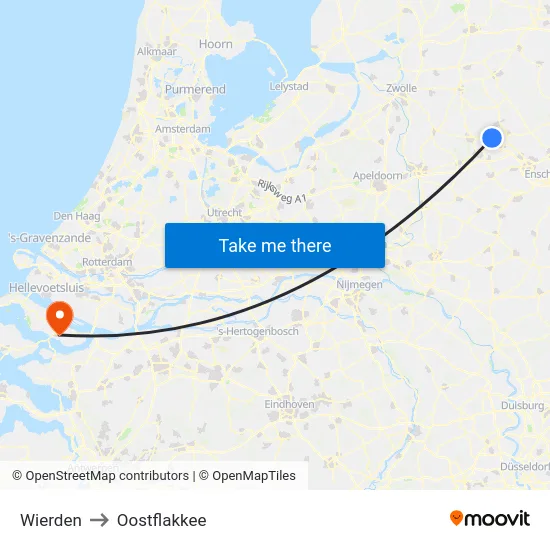 Wierden to Oostflakkee map