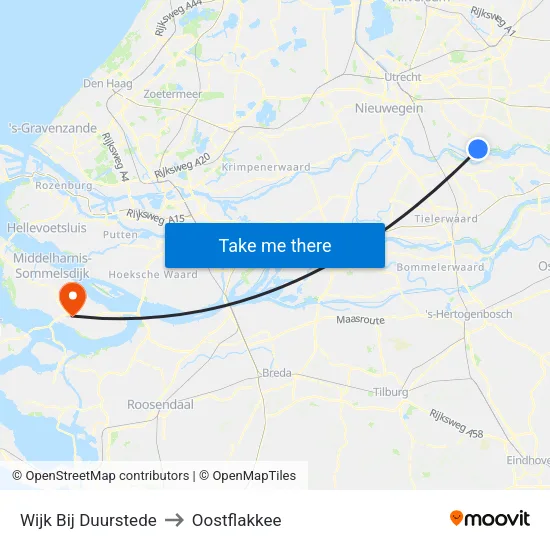 Wijk Bij Duurstede to Oostflakkee map