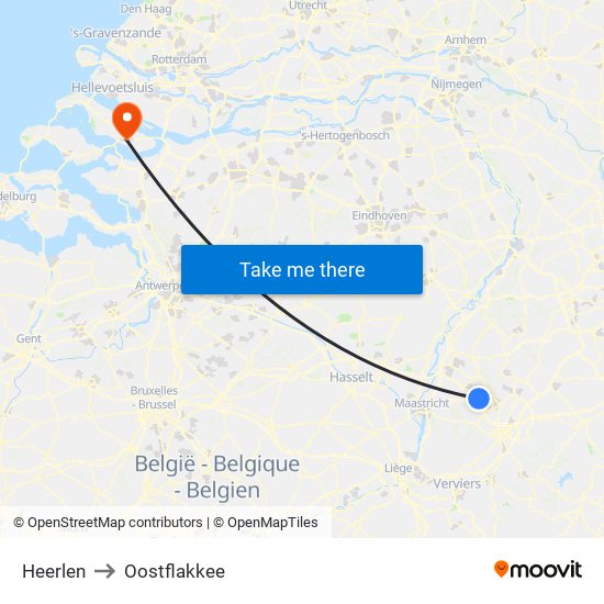 Heerlen to Oostflakkee map