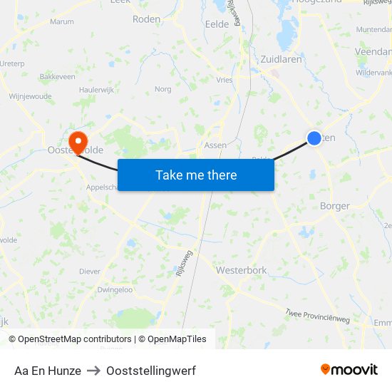 Aa En Hunze to Ooststellingwerf map