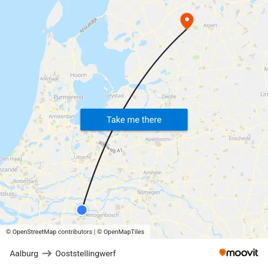 Aalburg to Ooststellingwerf map