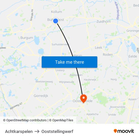 Achtkarspelen to Ooststellingwerf map