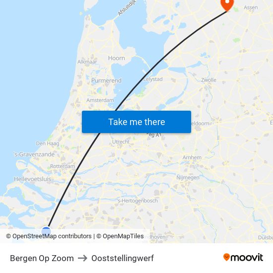 Bergen Op Zoom to Ooststellingwerf map