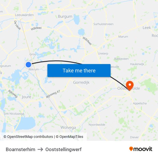 Boarnsterhim to Ooststellingwerf map