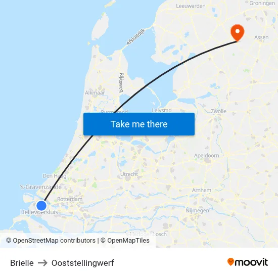 Brielle to Ooststellingwerf map