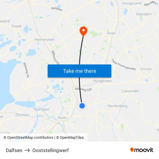 Dalfsen to Ooststellingwerf map