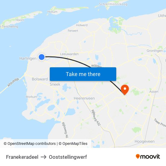 Franekeradeel to Ooststellingwerf map