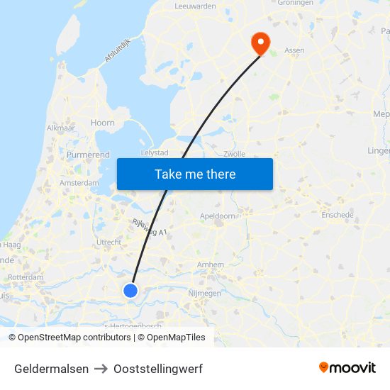 Geldermalsen to Ooststellingwerf map