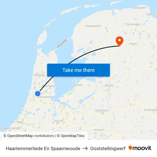 Haarlemmerliede En Spaarnwoude to Ooststellingwerf map