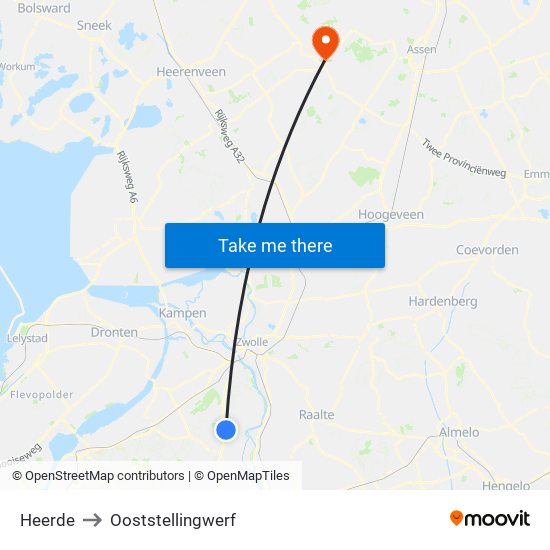 Heerde to Ooststellingwerf map